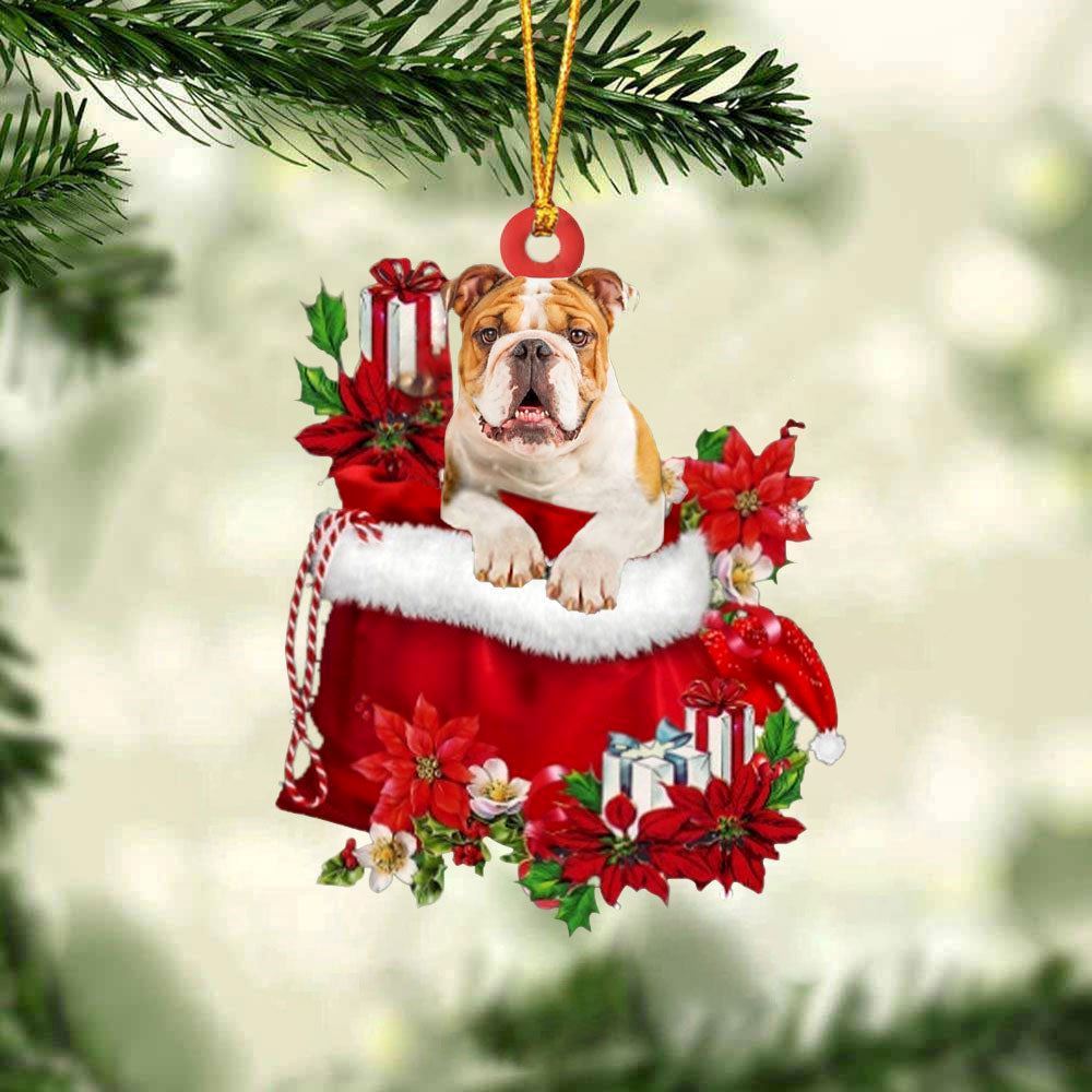 Christmas Ornaments, Bulldog Gift Bag Christmas Ornaments, Christmas Ornaments 2023