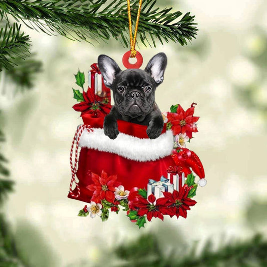 Christmas Ornaments, French Bulldog In Gift Bag Christmas Ornaments, Christmas Ornaments 2023