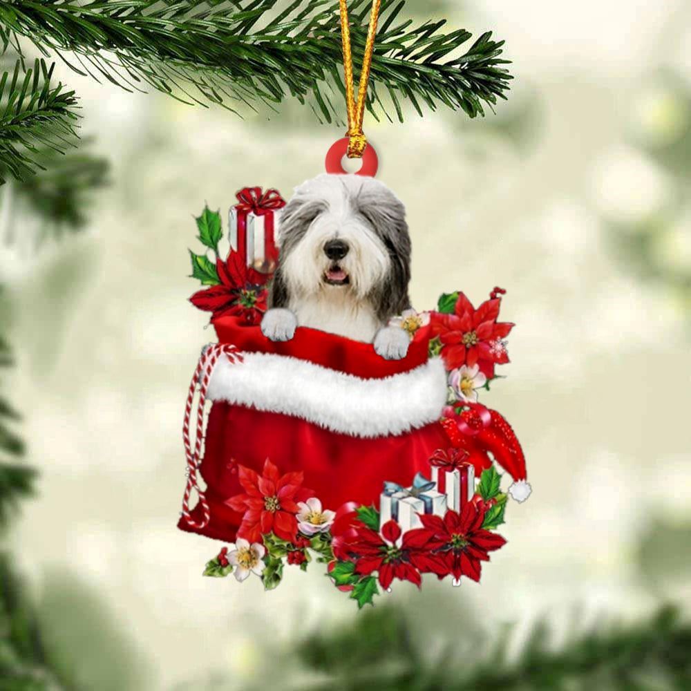 Christmas Ornaments, Old English Sheepdog In Gift Bag Christmas Ornaments, Christmas Ornaments 2023