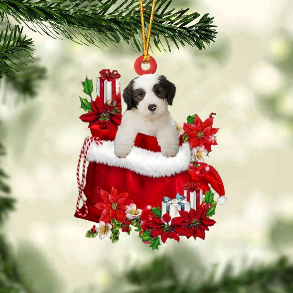 Christmas Ornaments, Old English Sheepdog In Gift Bag Christmass Ornaments, Christmas Ornaments 2023