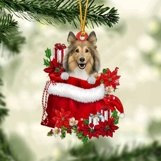 Christmas Ornaments, Shetland Sheepdog In Gift Bag Christmas Ornaments, Christmas Ornaments 2023