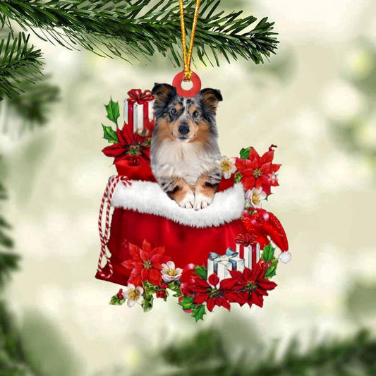 Christmas Ornaments, Shetland Sheepdog In Gift Bag Christmass Ornaments, Christmas Ornaments 2023