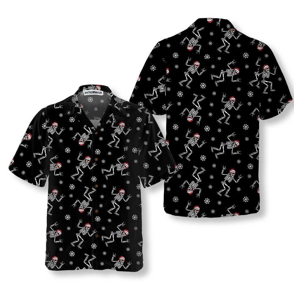 Christmas Rock Hawaiian Shirt Funny Christmas Skeleton Shirt, Xmas Hawaiian Shirts