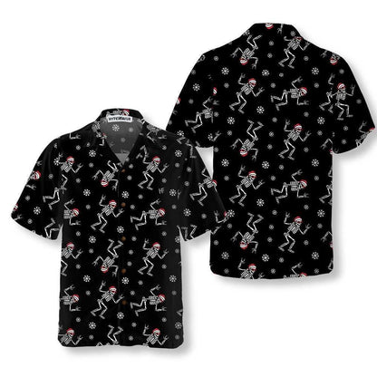 Christmas Rock Hawaiian Shirt Funny Christmas Skeleton Shirt, Xmas Hawaiian Shirts