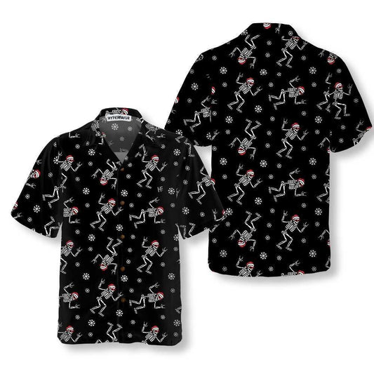 Christmas Rock Hawaiian Shirt Funny Christmas Skeleton Shirt, Xmas Hawaiian Shirts
