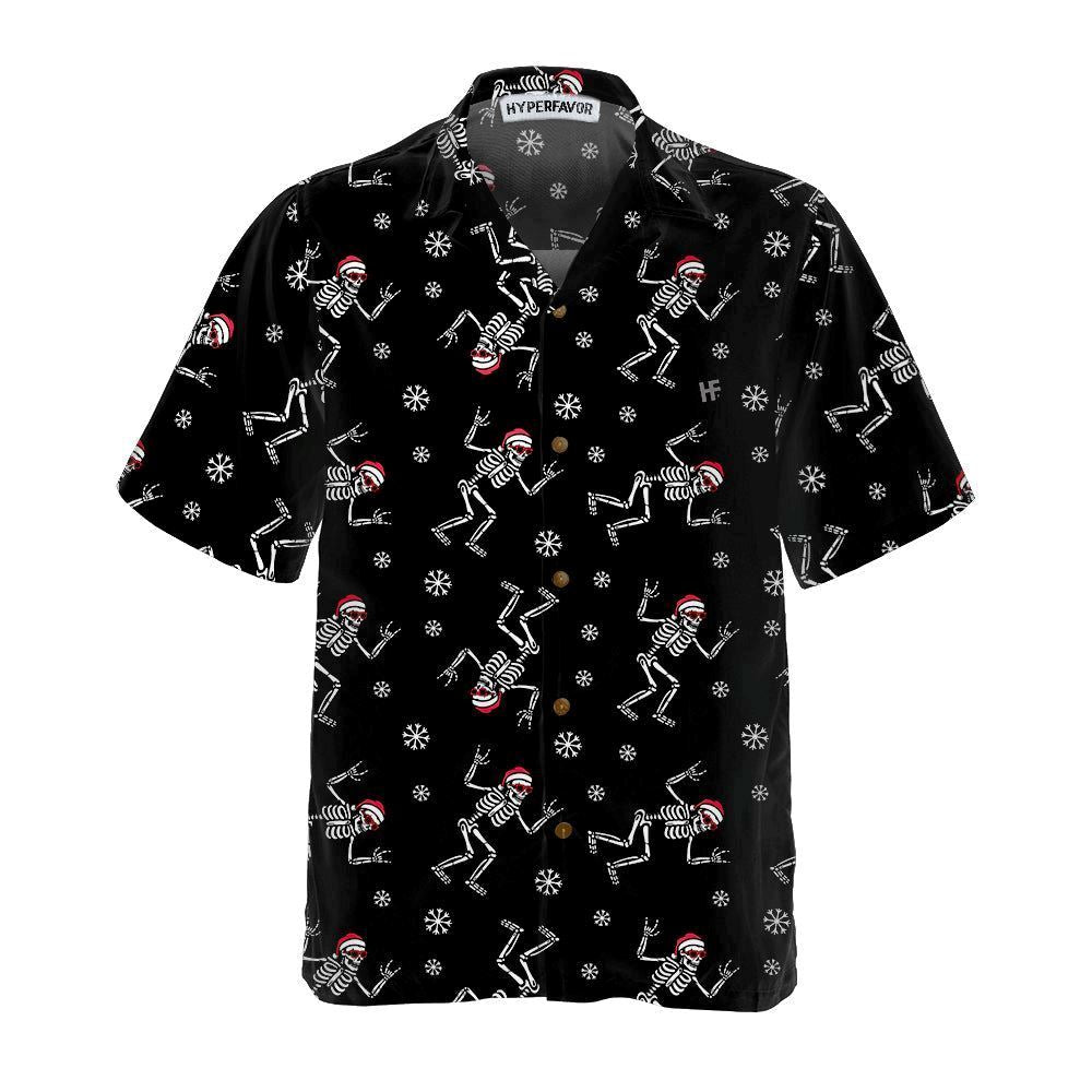 Christmas Rock Hawaiian Shirt Funny Christmas Skeleton Shirt, Xmas Hawaiian Shirts