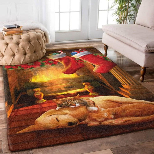 Christmas Rugs, Candy Cane Comforts With Christmas Night Limited Edition Rug, Christmas Floor Mats