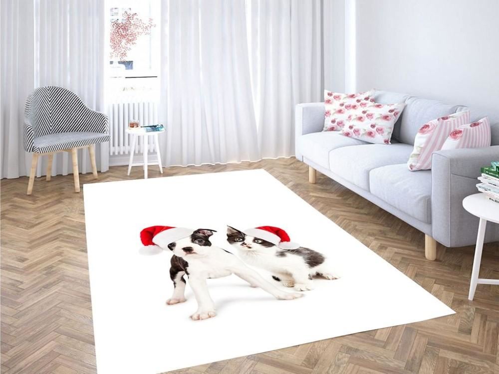 Christmas Rugs, Cat And Dog Christmas Living Room Modern Carpet Rug, Christmas Floor Mats