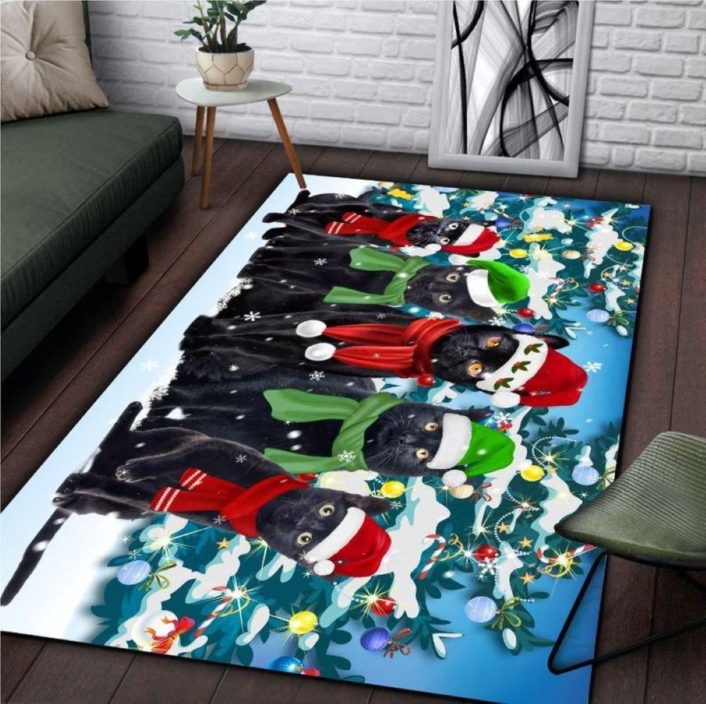 Christmas Rugs, Cats Wish You Merry Christmas Rectangle Limited Edition Rug, Christmas Floor Mats