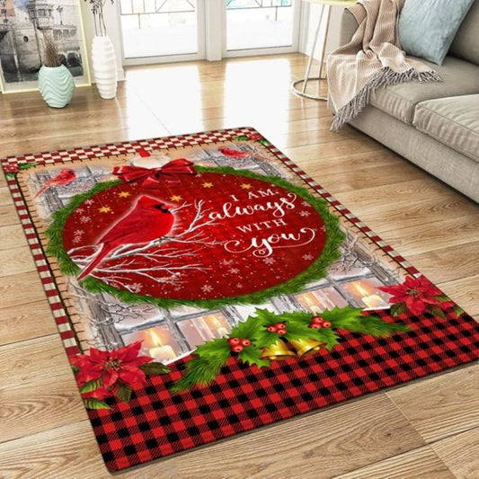 Christmas Rugs, Christmas Cardinal I Am Always With You Rug, Christmas Floor Mats