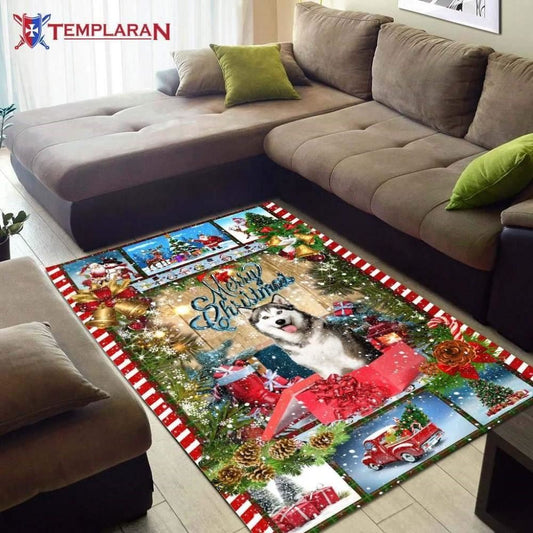 Christmas Rugs, Christmas Husky Limited Edition Rug, Christmas Floor Mats