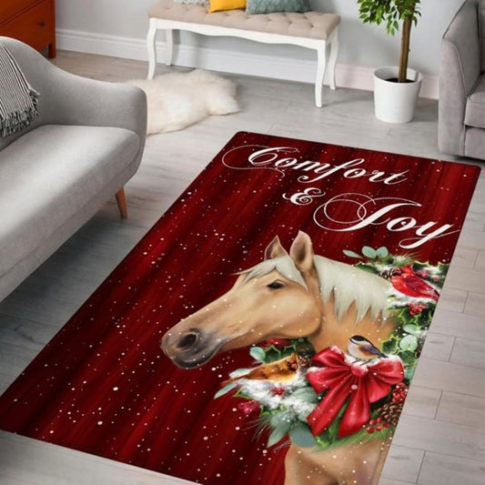 Christmas Rugs, Christmas Rug Horse Comfort And Joy Christmas Rug, Christmas Floor Mats
