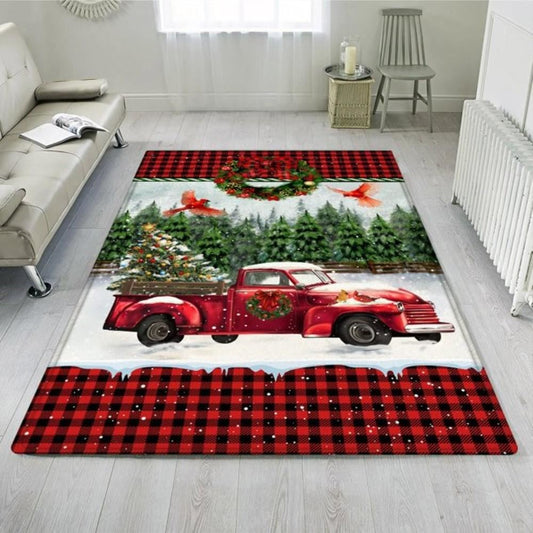 Christmas Rugs, Christmas Rug Red Truck Christmas Cardinal Rug, Christmas Floor Mats