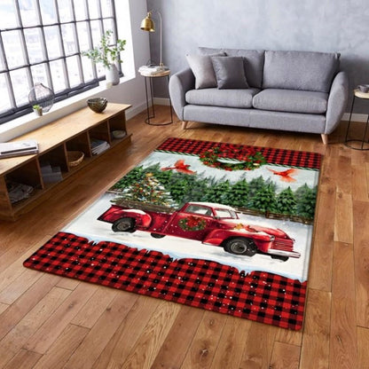 Christmas Rugs, Christmas Rug Red Truck Christmas Cardinal Rug, Christmas Floor Mats