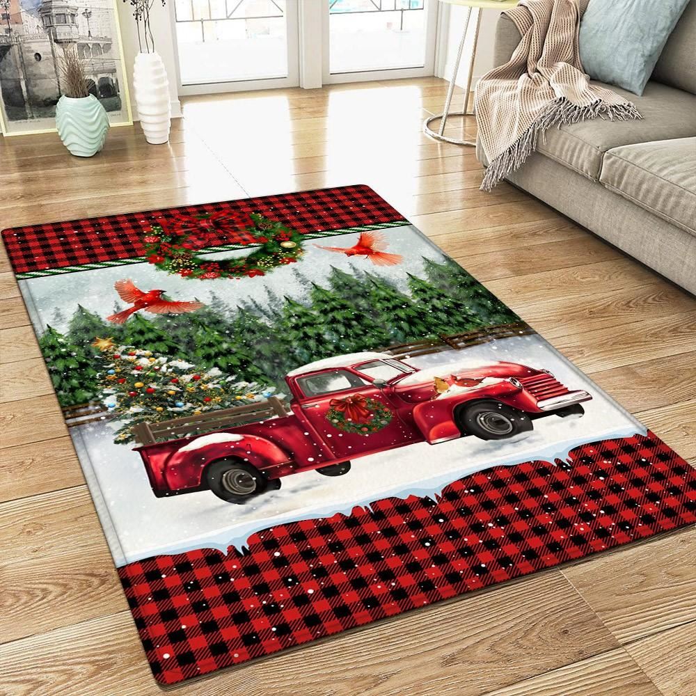 Christmas Rugs, Christmas Rug Red Truck Christmas Cardinal Rug, Christmas Floor Mats