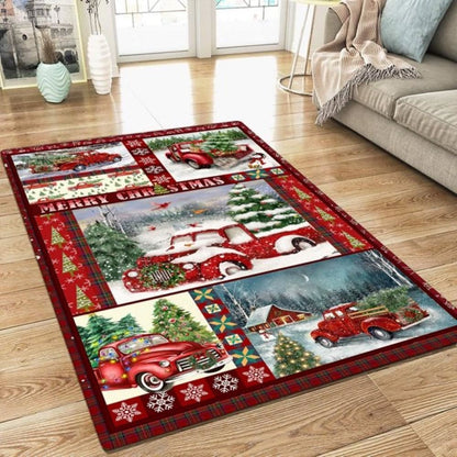 Christmas Rugs, Christmas Rug Red Truck Merry Christmas, Christmas Floor Mats