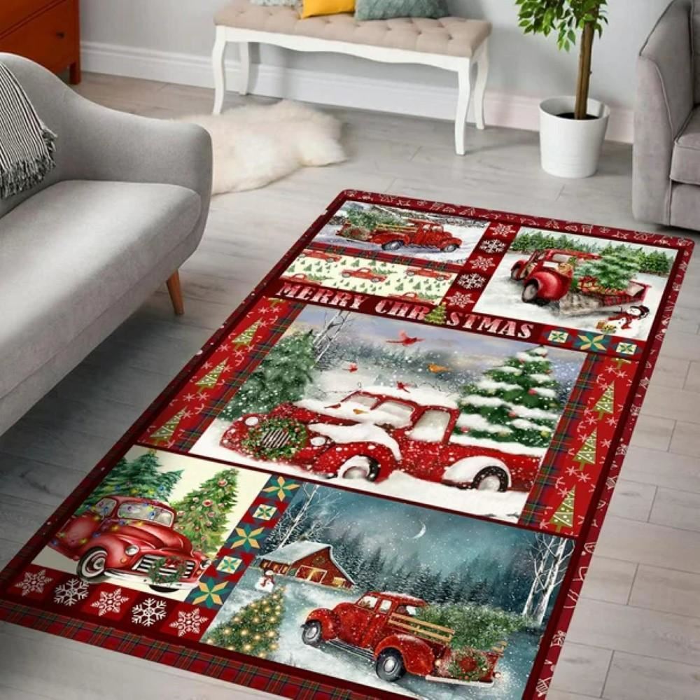 Christmas Rugs, Christmas Rug Red Truck Merry Christmas, Christmas Floor Mats