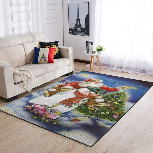 Christmas Rugs, Christmas Santa Claus &amp Snowman Area Limited Edition Rug, Christmas Floor Mats