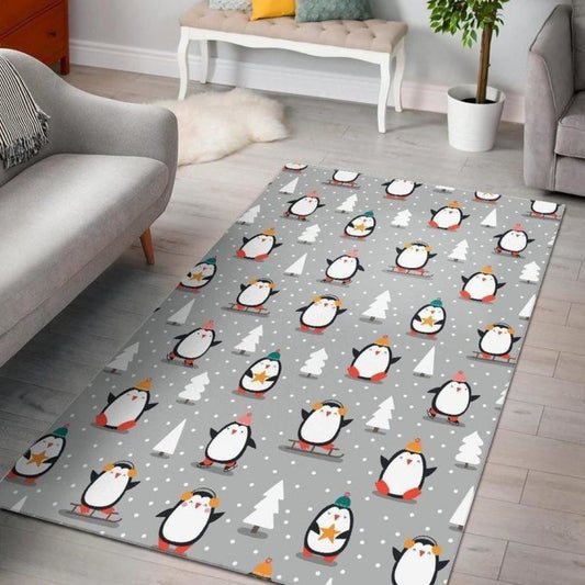 Christmas Rugs, Christmas Tree Penguin Limited Edition Rug, Christmas Floor Mats