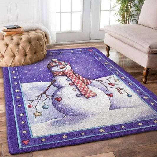 Christmas Rugs, Circle Reimagined On Christmas Snowman Limited Edition Rug, Christmas Floor Mats