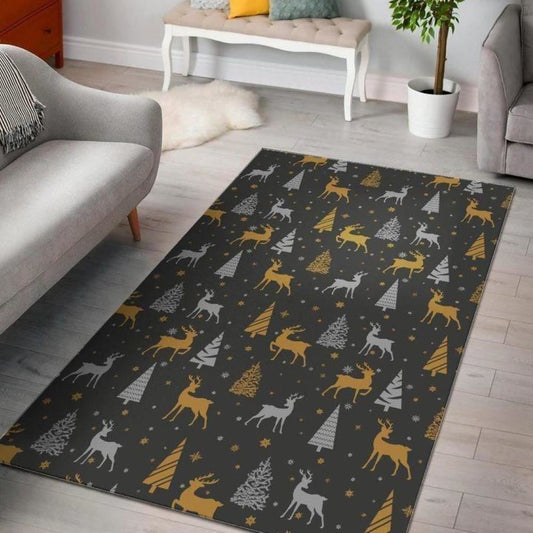Christmas Rugs, Deer Christmas Tree Limited Edition Rug, Christmas Floor Mats