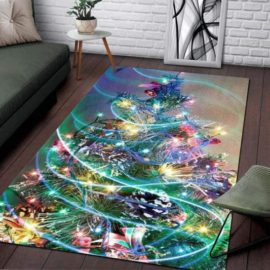 Christmas Rugs, Festive Snowman Chronicles With Christmas Tree Limited Edition Rug, Christmas Floor Mats