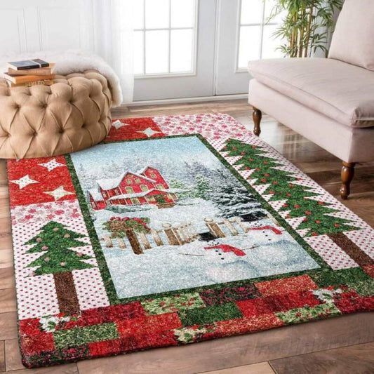 Christmas Rugs, Flourish On Christmas Snowman Limited Edition Rug, Christmas Floor Mats