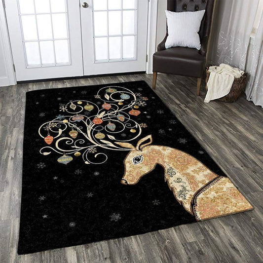 Christmas Rugs, Frosted Festive Finery With Christmas Reindeer Limited Edition Rug, Christmas Floor Mats