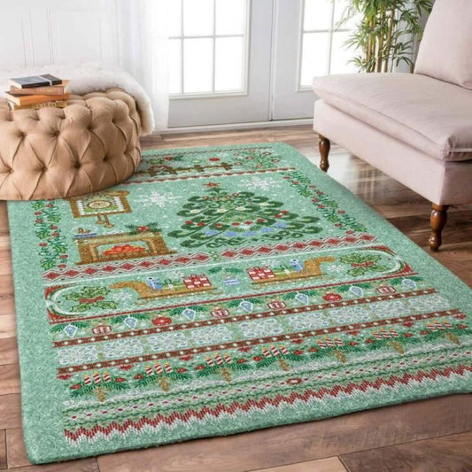 Christmas Rugs, Frosty Fantasy With Christmas Knitted Limited Edition Rug, Christmas Floor Mats
