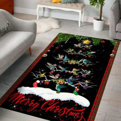 Christmas Rugs, Hummingbird Christmas Tree Rug, Christmas Floor Mats