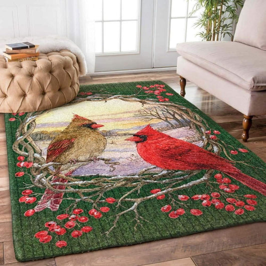 Christmas Rugs, Iconic Feathered Elegance With Cardinal Christmas Limited Edition Rug, Christmas Floor Mats