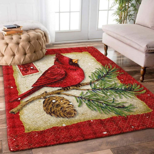 Christmas Rugs, Noble Avian Tribute With Cardinal Christmas Limited Edition Rug, Christmas Floor Mats