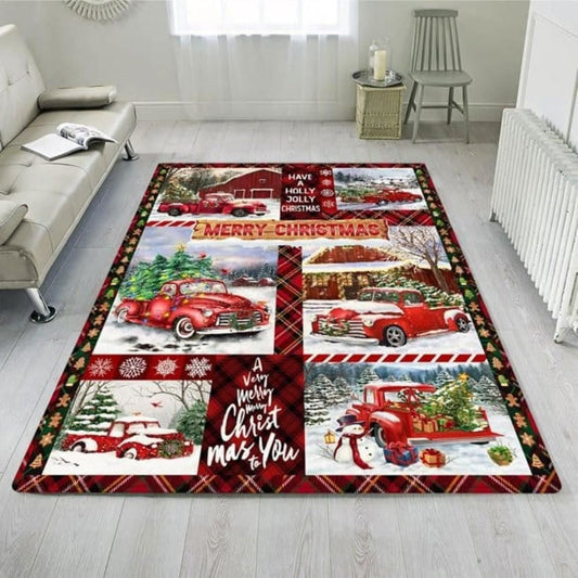 Christmas Rugs, Red Truck Christmas Rug, It's The Most Wonderful Time, Christmas Floor Mats