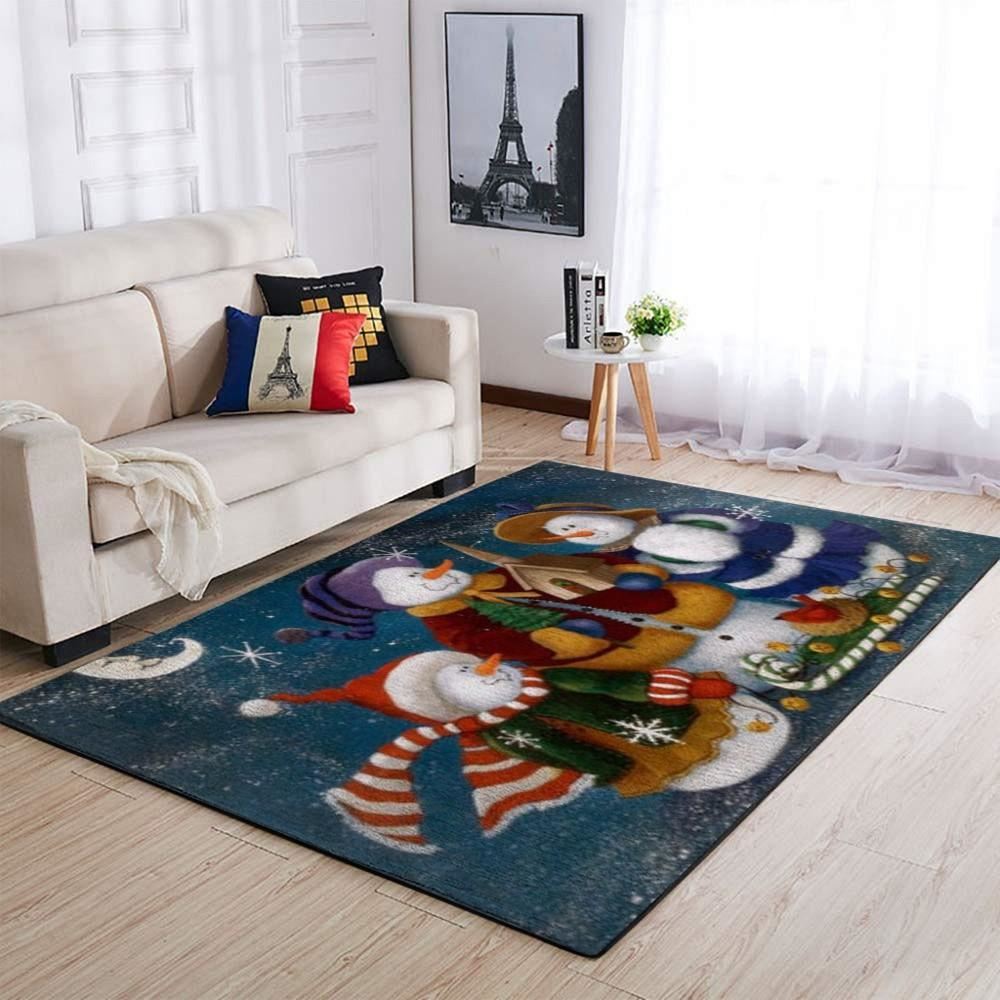 Christmas Rugs, Smiles With Christmas Snowman Area Limited Edition Rug, Christmas Floor Mats