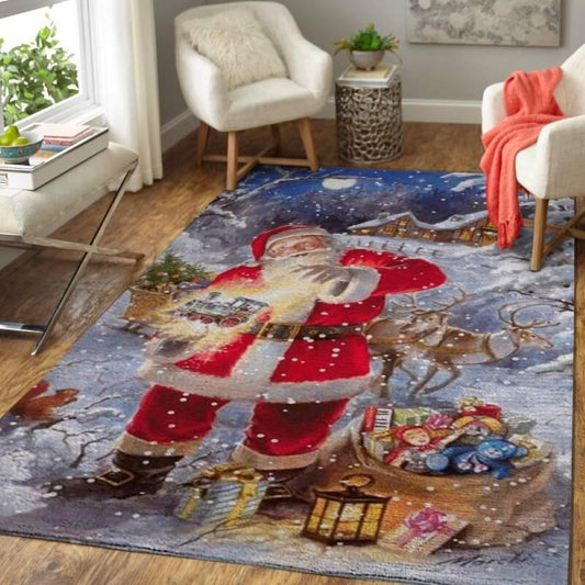 Christmas Rugs, Snowflake Embrace WithChristmas Santa Claus Area Limited Edition Rug, Christmas Floor Mats