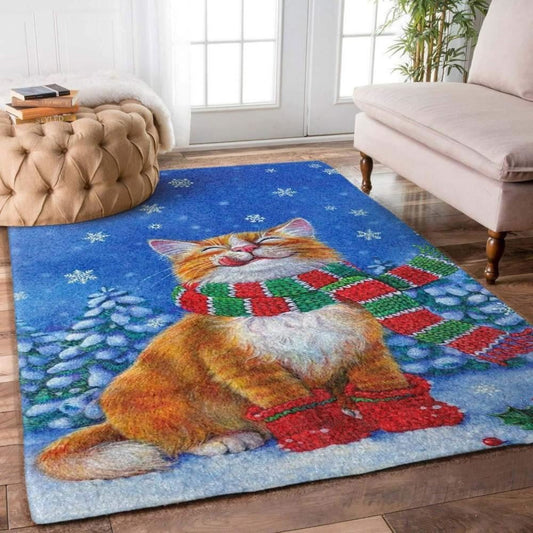 Christmas Rugs, Twilight Whiskers With Cat Christmas Limited Edition Rug, Christmas Floor Mats