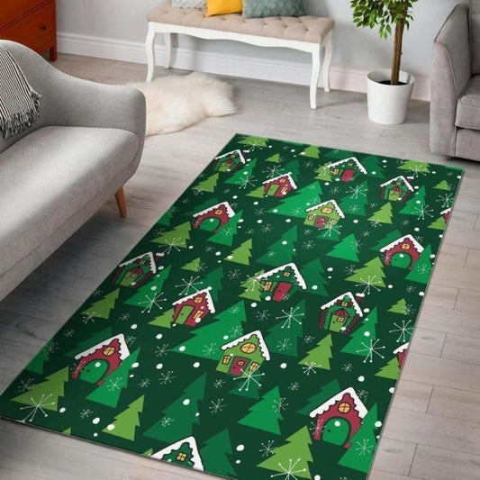 Christmas Rugs, Whimsical Imagery On Christmas Tree Limited Edition Rug, Christmas Floor Mats