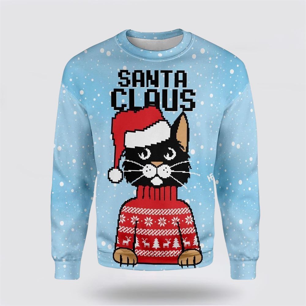 Christmas Santa Claus Cat Ugly Christmas Sweater, Christmas Sweater For Cat Lover