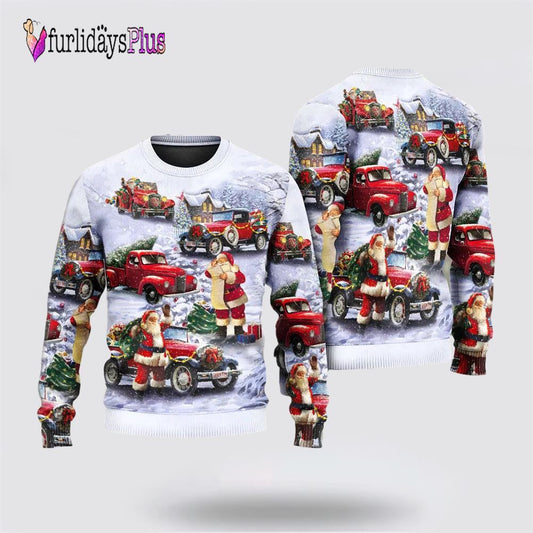 Christmas Santa Claus Funny Red Truck Ugly Christmas Sweater For Men And Women, Christmas Gift, Christmas Winter Fashion