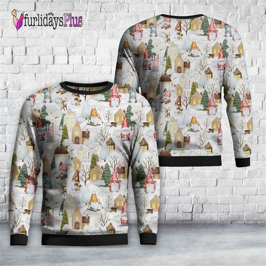 Christmas Seamless Pattern With Cute Gnomes Ugly Christmas Sweater For Men And Women, Christmas Gift, Christmas Winter Fashion