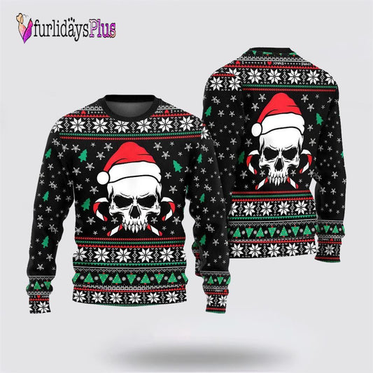 Christmas Skull Wearing Santa Claus Ugly Christmas Sweater For Men And Women, Christmas Gift, Christmas Winter Fashion