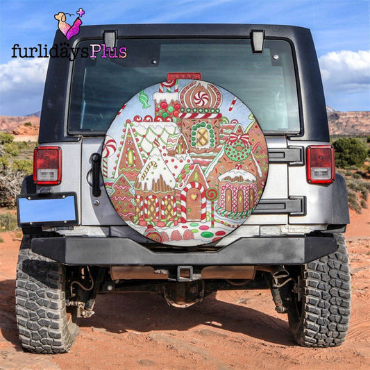 Christmas Tire Cover, Christmas Cookies Houses City Tire Cover, Tire Covers For Cars