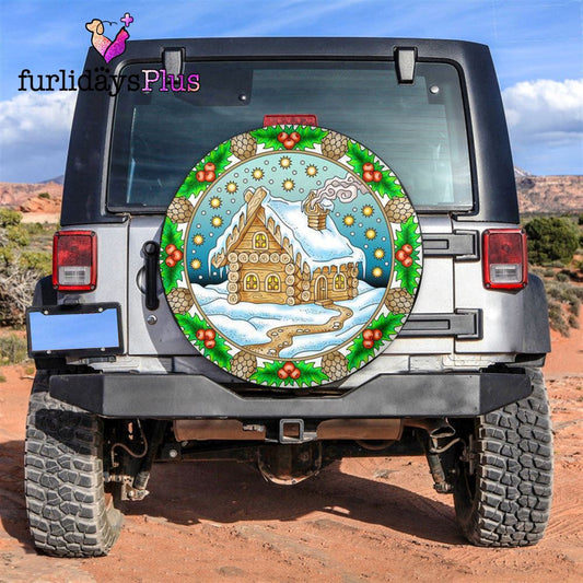 Christmas Tire Cover, Christmas Eve Wooden Hous Tire Cover, Tire Covers For Cars