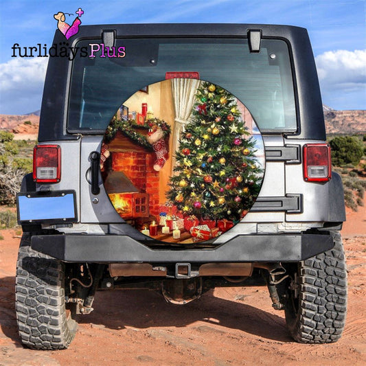 Christmas Tire Cover, Christmas Tree Fireplace Tire Cover, Tire Covers For Cars