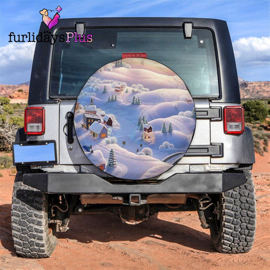 Christmas Tire Cover, Cozy Town On Christmas Day Tire Cover, Tire Covers For Cars