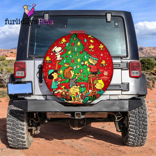 Christmas Tire Cover, Cozy Vibes Family Members Decorate Christmas Tree Tire Cover, Tire Covers For Cars