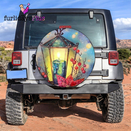 Christmas Tire Cover, Cozy Vibes With Candle On Christmas Night Tire Cover, Tire Covers For Cars