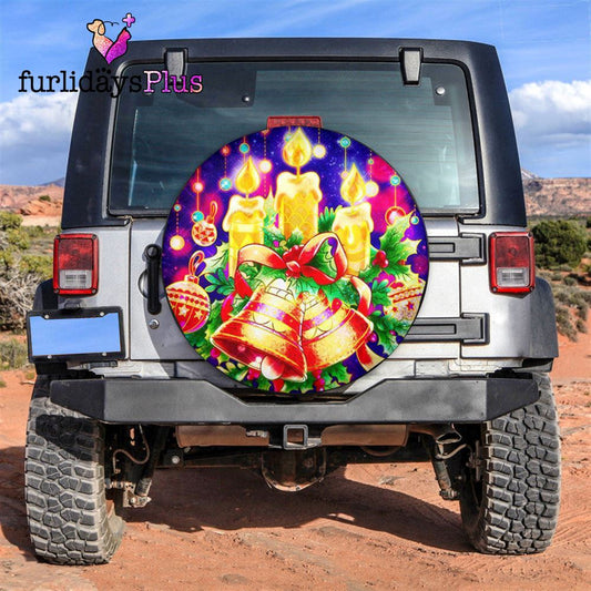 Christmas Tire Cover, Hanging Jingle Bells And Candle Tire Cover, Tire Covers For Cars