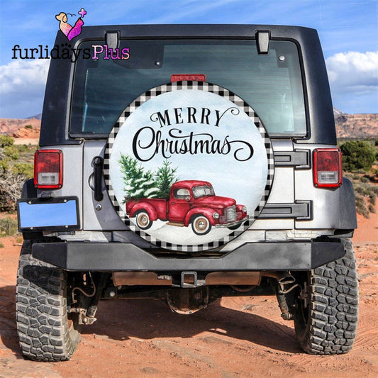 Christmas Tire Cover, Red Car And Christmas Tree Tire Cover, Tire Covers For Cars