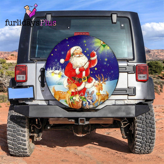 Christmas Tire Cover, Santa Claus And Deer Tire Cover, Tire Covers For Cars